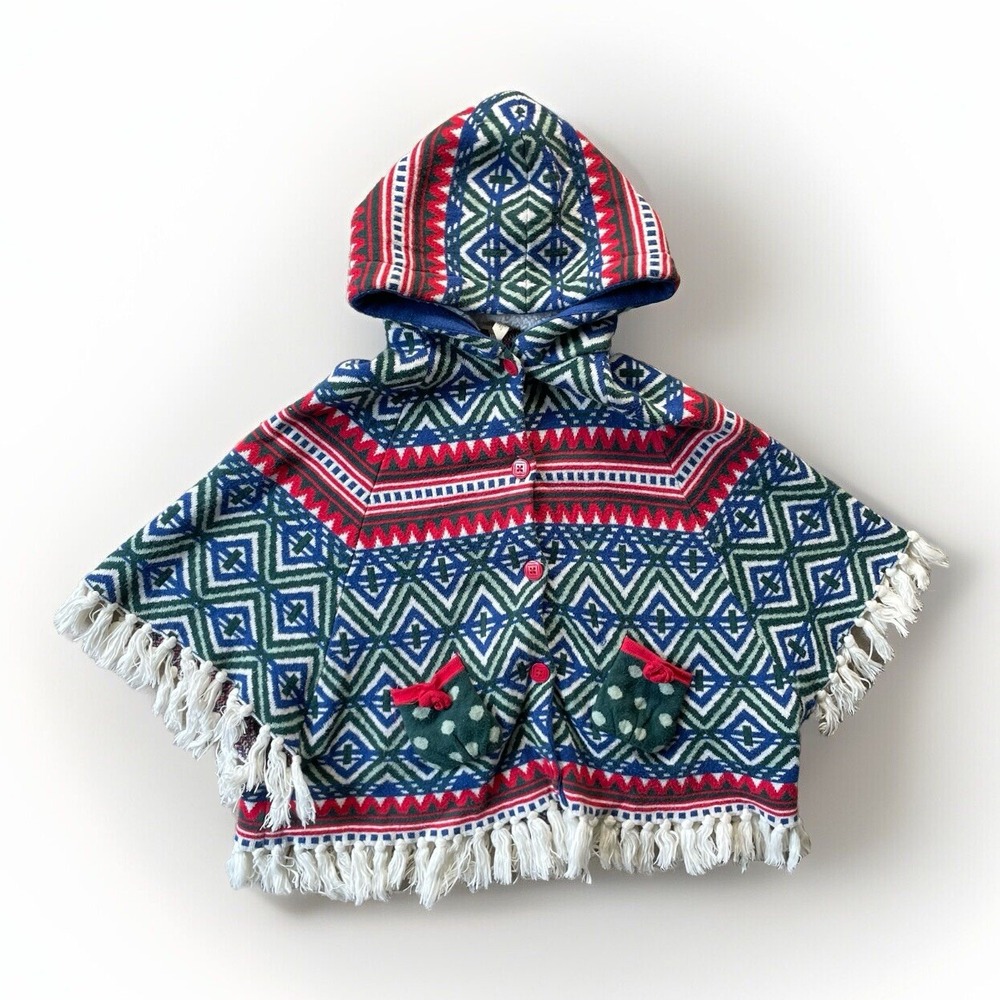 Matilda Jane Sweater Girls 6 Cardigan Cape Hood Holiday Poncho A Caroling We Go